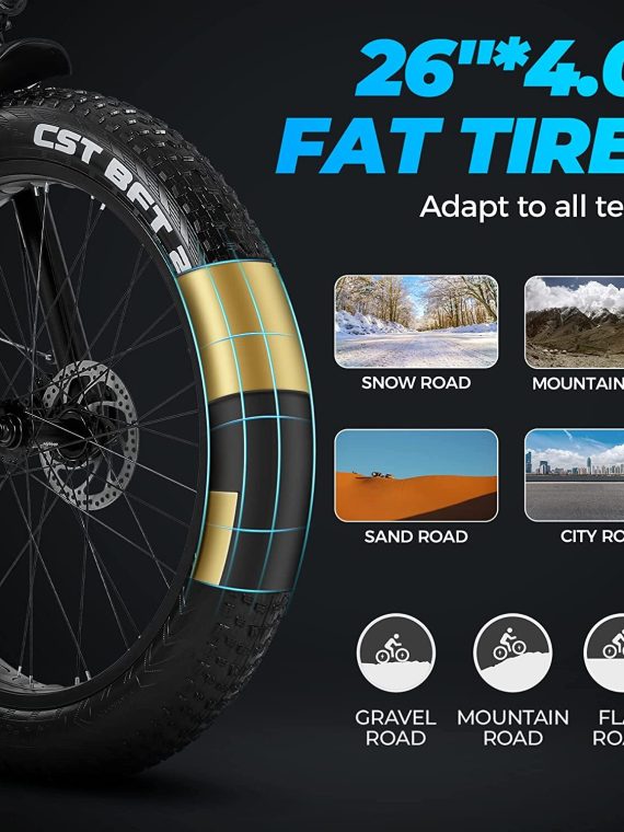 Outdoor electric bike with 48V/15Ah lithium battery �?Black