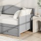 Twin Size Daybed with Trundle and Slats Support on Wheels