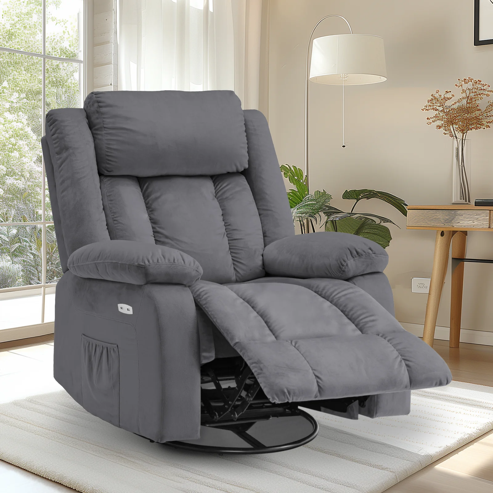 360�� Swivel Heated Recliner Massage Chair