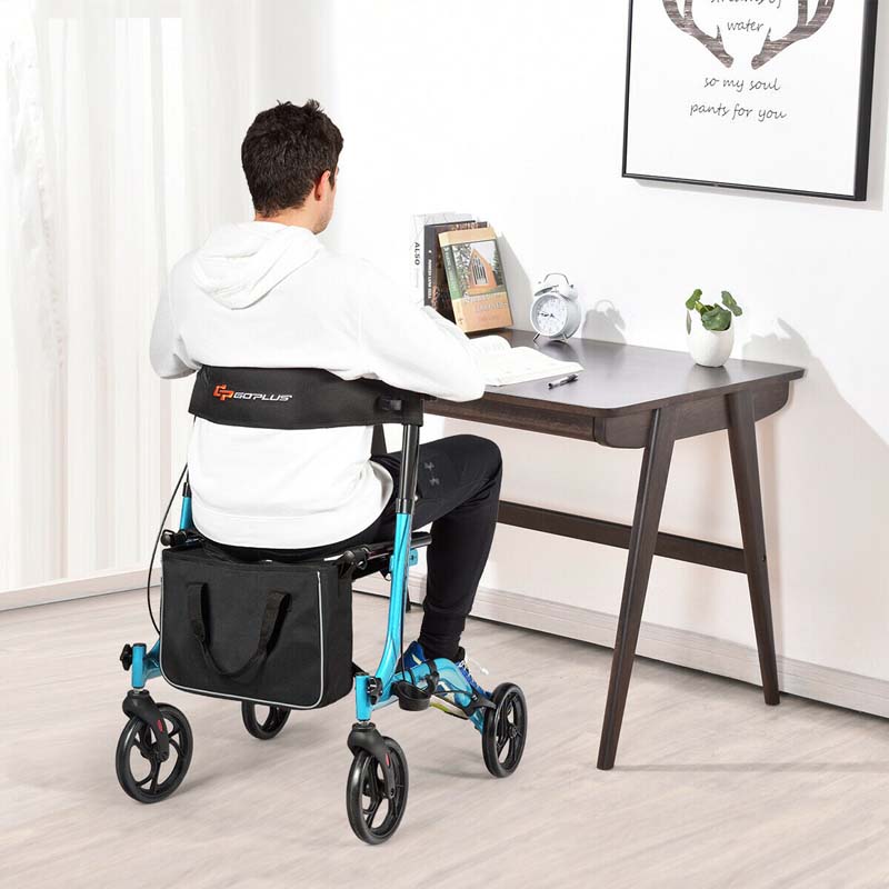 Folding Rollator Walker with Seat & Storage Bag, Lightweight Medical Walker Rolling Mobility Walking Aid