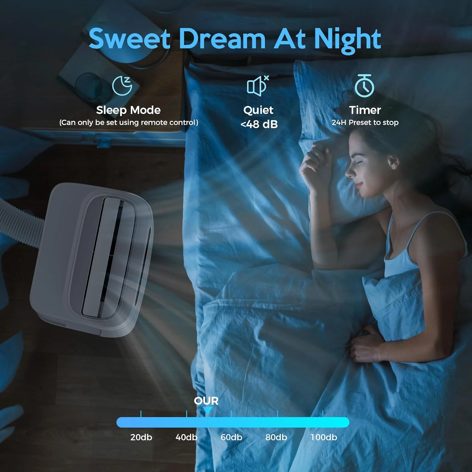 Portable Air Conditioners 14000Btu with Remote Control, 3-in-1 Free Stand Smart Cooling AC Unit with Dehumidifier, Fan, Cools Room up to 700 sq.ft, Auto Swing,24H Timer, Windows Kit Included