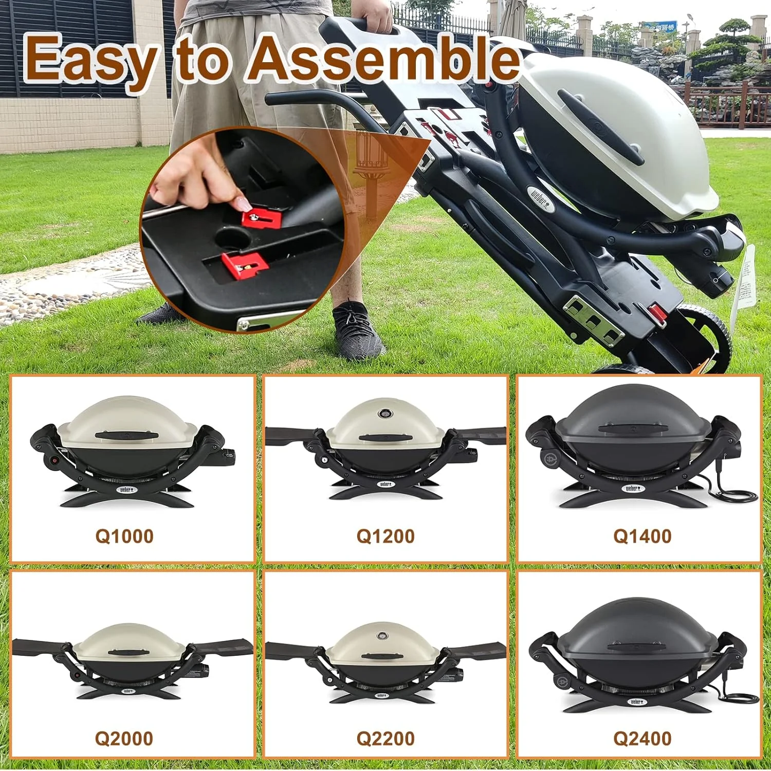 Versatile Grill Cart for Weber Q1000/Q2000 & Blackstone 17/22, Durable & Convenient