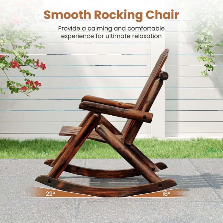 Outdoor Adirondack Rocking Chair for Adults Solid Wood Porch Rocker