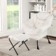 Modern Accent Chair with Folding Footrest and Head Pillow