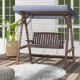 2-Person Porch Swing with Fir Wood Stand and Tilt Canopy