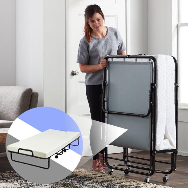 BEST Heavy Duty 640LBS Rollaway Folding Bed With Memory Foam Mattress  sgtnighsdesigns