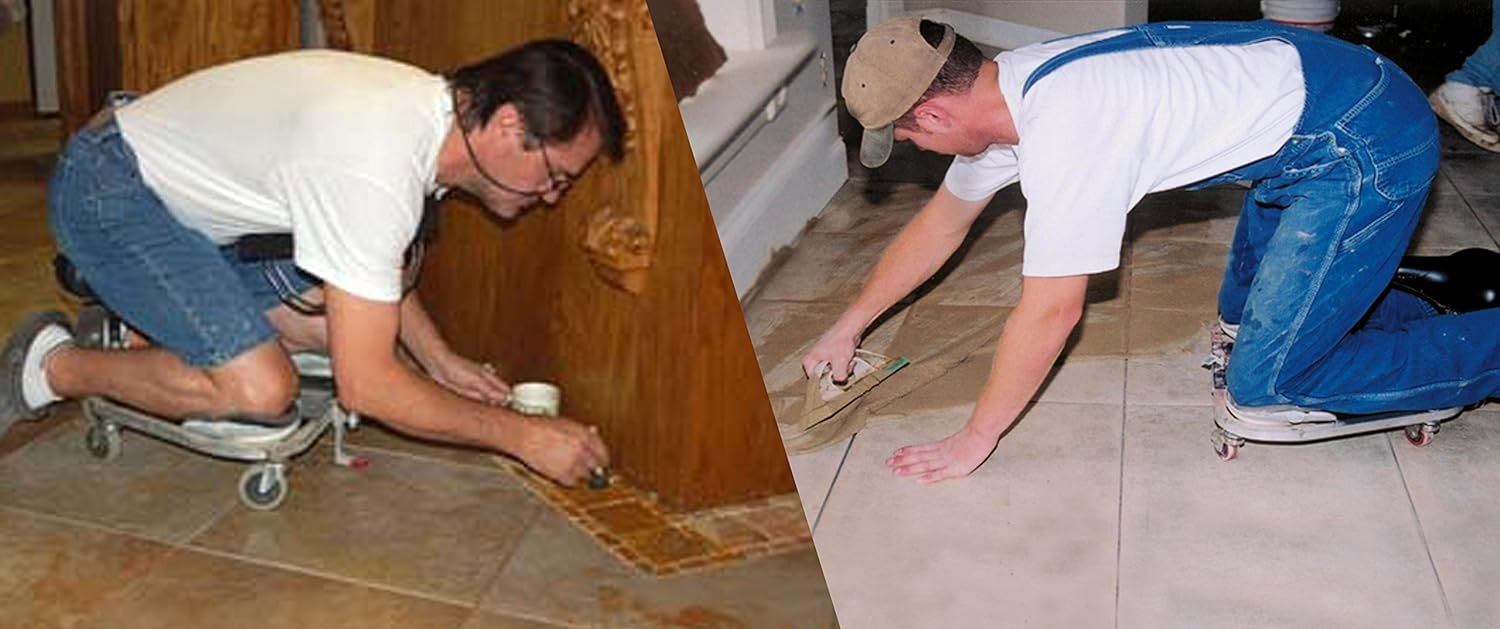 RAC-A-TAC Rolling Knee Pads with 3    Casters & Chest Support, Black  C Lightweight Aluminum Frame, Tool Tray Included