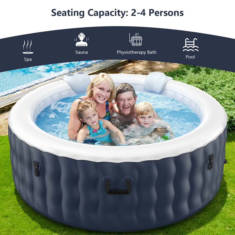 4-Person SaluSpa Inflatable Hot Tub Spa with 108 Massage Bubble Jets, Air Pump, Filter Cartridge & Cover, Portable Outdoor Blow Up Spa