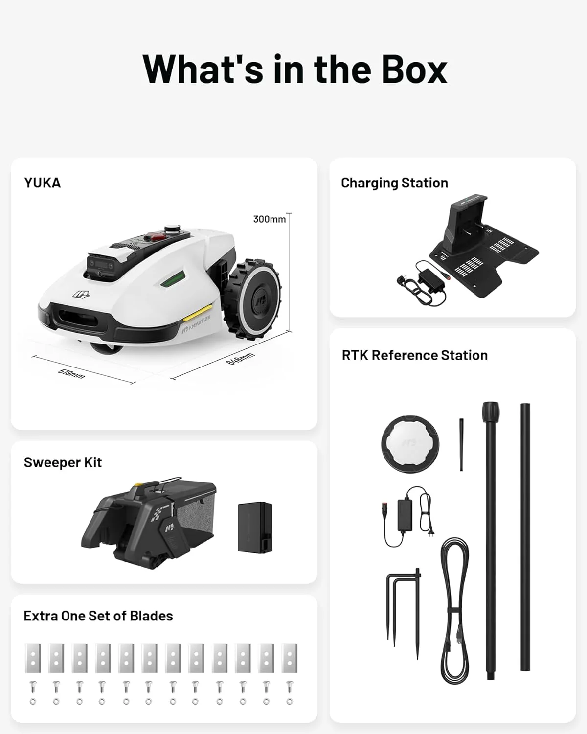 YUKA Mini 500H Robot Lawn Mower Reception 0.12 Acre, Max. 0.17 Acre, Ultrasense AI Vision+ RTK Positioning, Auto Mapping, App Control,45% Slope, Cutting Height 2''~3.5'', 3 Mowing Zones