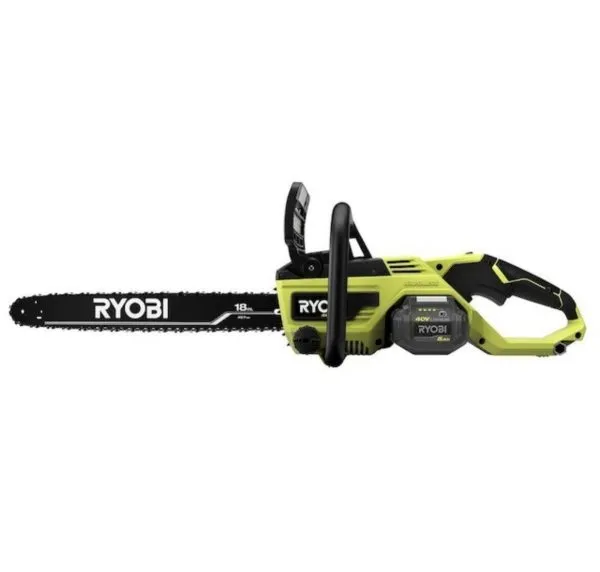 Ryobi 18′′ 40V Cordless Chainsaw Kit with Battery & Charger, Green