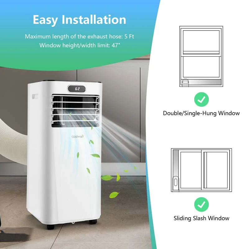 10000 BTU 3-in-1 Portable Air Conditioner Air Cooler Fan Dehumidifier with Remote Control, 24H Timer, Child Lock