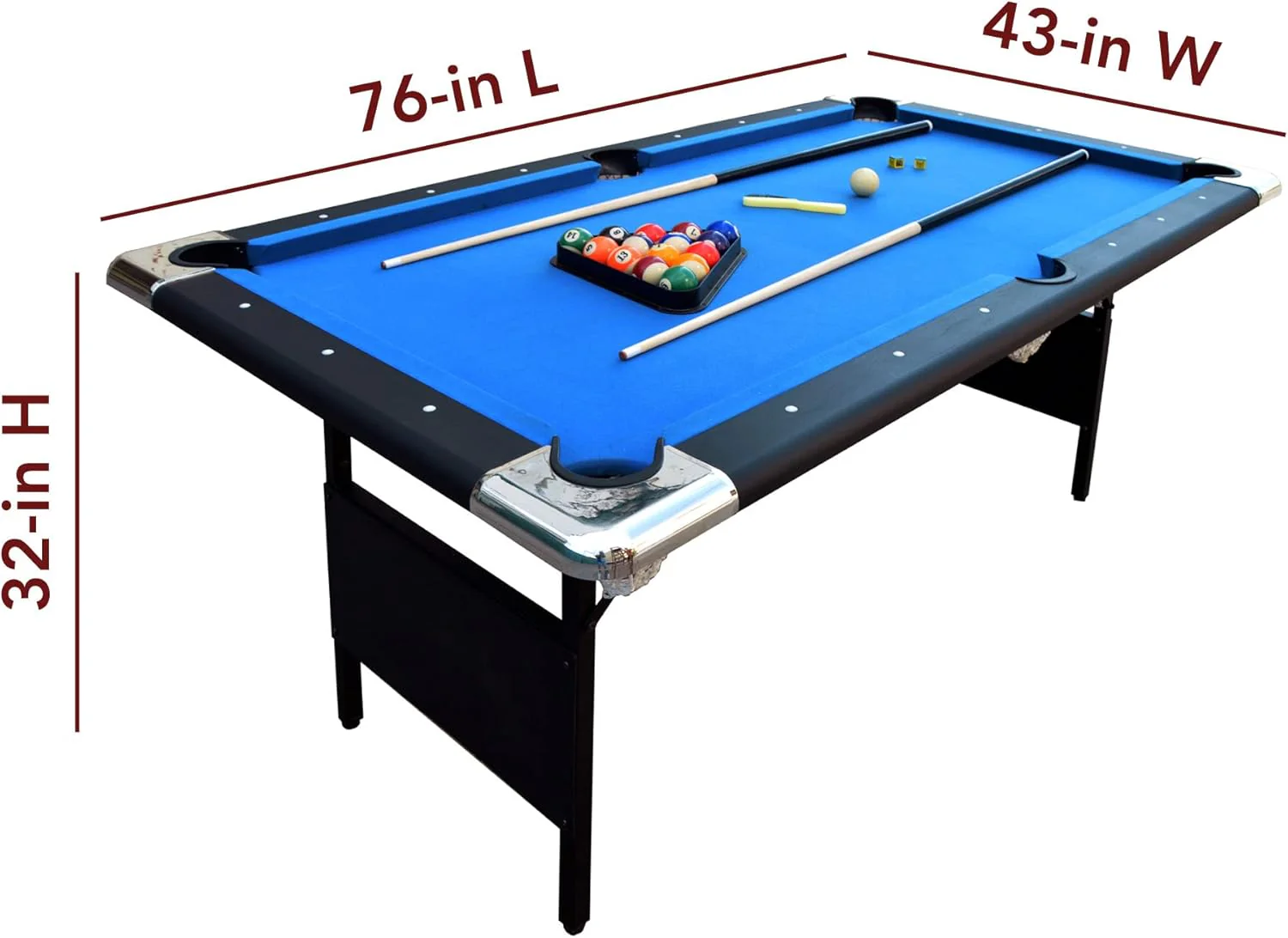 Hathaway Fairmont 6 Ft Portable Pool Table, Adults Folding Billiards Tables for Game Room with Easy Foldable Storage, Includes Full Set of Billiard Balls, Cues, Chalk & Brush