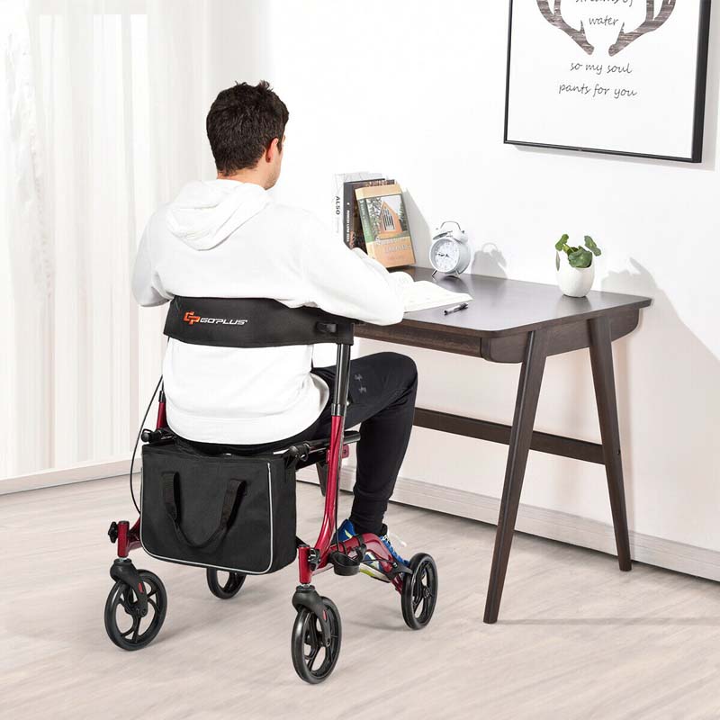 Folding Rollator Walker with Seat & Storage Bag, Lightweight Medical Walker Rolling Mobility Walking Aid