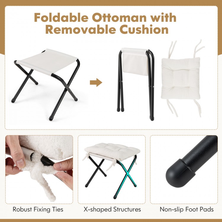 Modern Accent Chair with Folding Footrest and Head Pillow