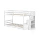 Twin Over Twin Low Bunk Bed with Storage Stairs Solid Wood Floor Bunk Bed Frame