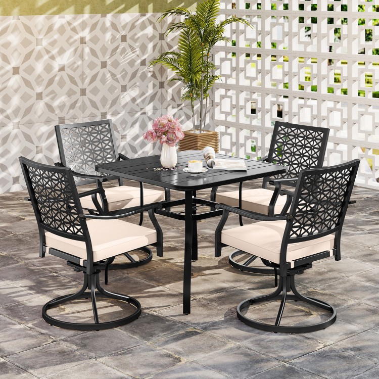 2 Pieces Outdoor Swivel Chairs Patio Dining Chairs with Padded Cushions