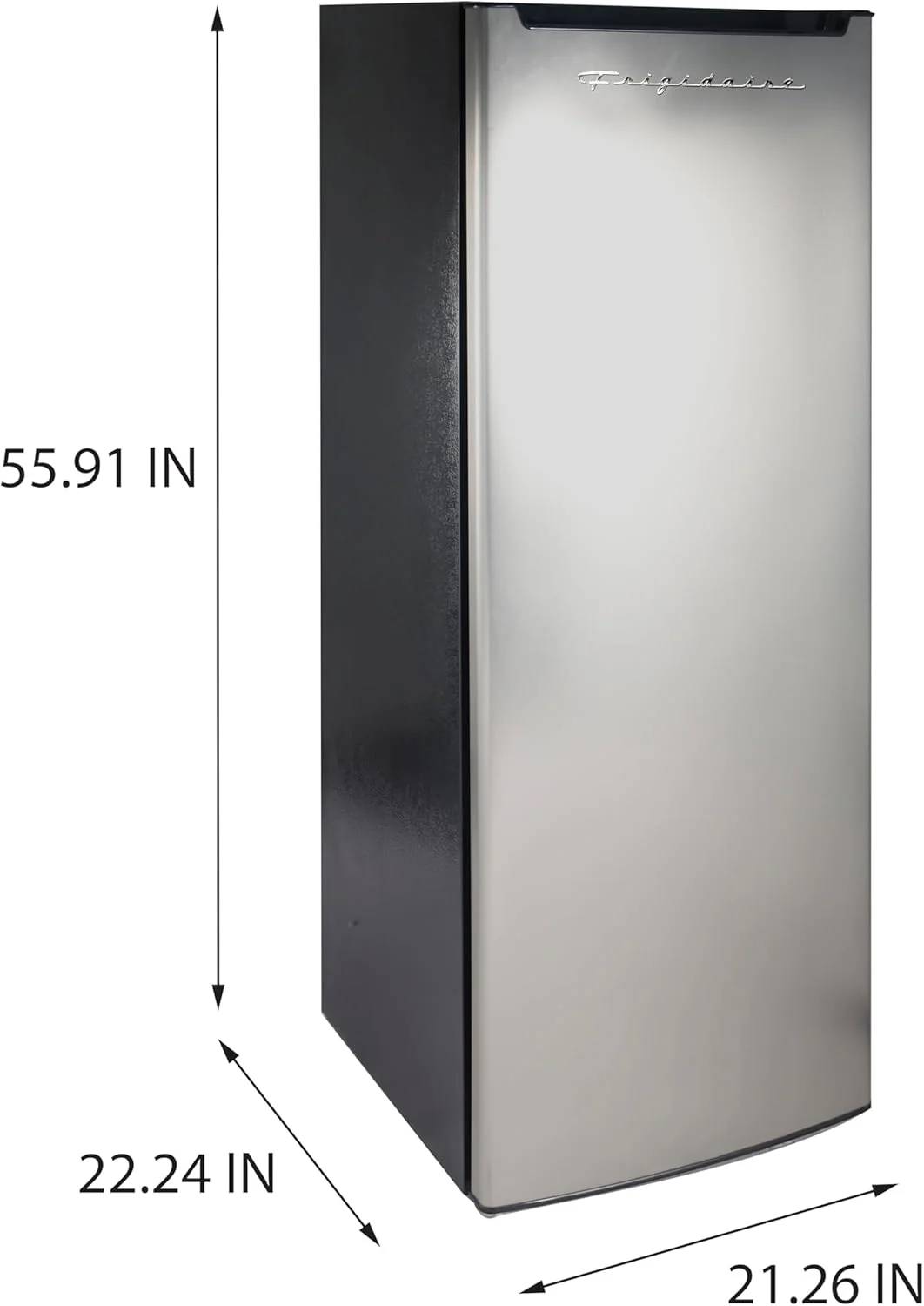 Frigidaire Upright Freezer, 6.5 cu. ft., Deep Freeze, Vinyl Coated Metal with Wire Shelving, Compact for Kitchen, RV, Dorm, Cabin, and Trailer, Platinum Design Series, Silver - 21D x 23W x 56H