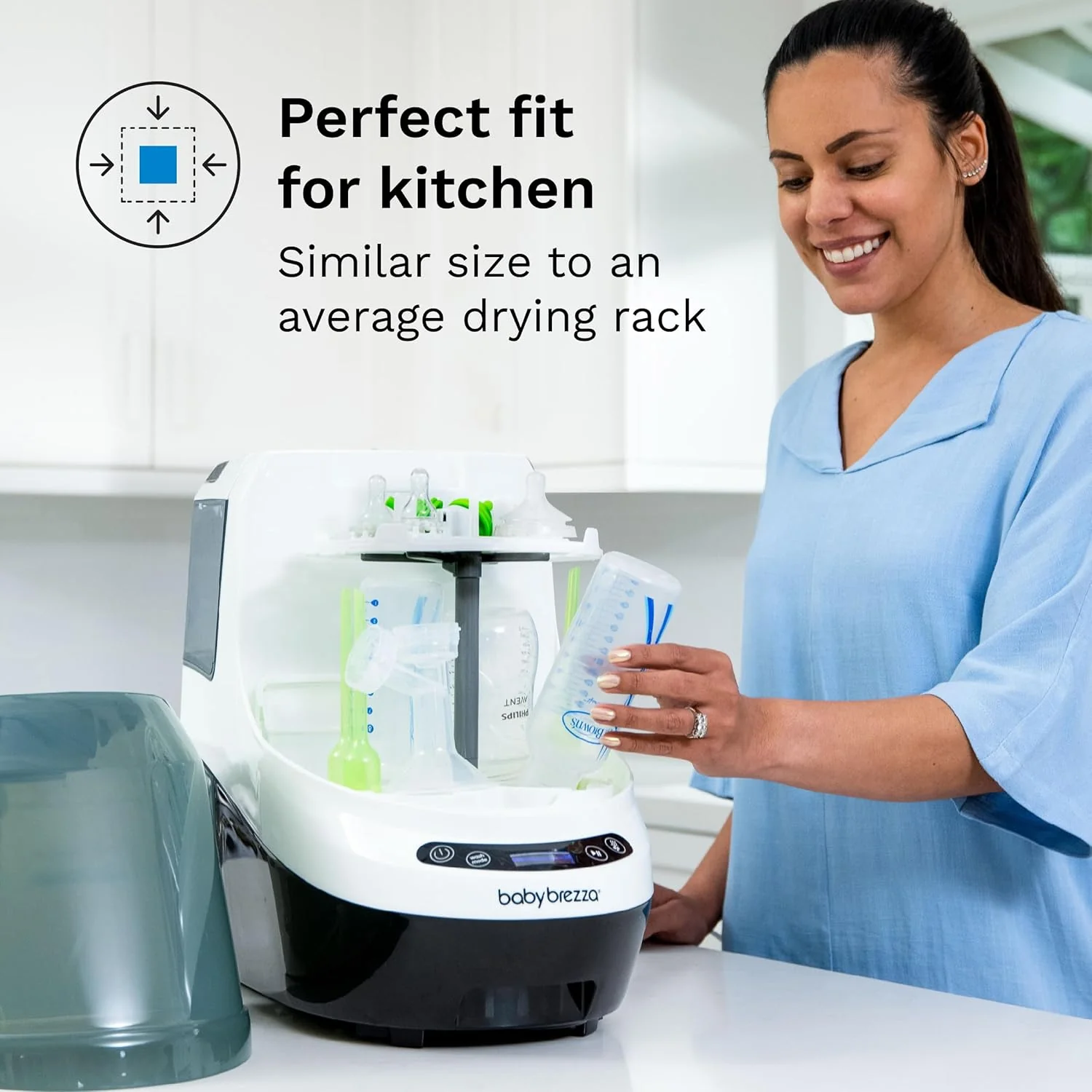 Baby Bottle Washer Pro - Baby Bottle Washer, Sterilizer + Dryer - All in One Machine Cleans Bottles, Pump Parts, & Sippy Cups - Replaces Hand Washing, Bottle Brushes and Drying Racks-Brezza