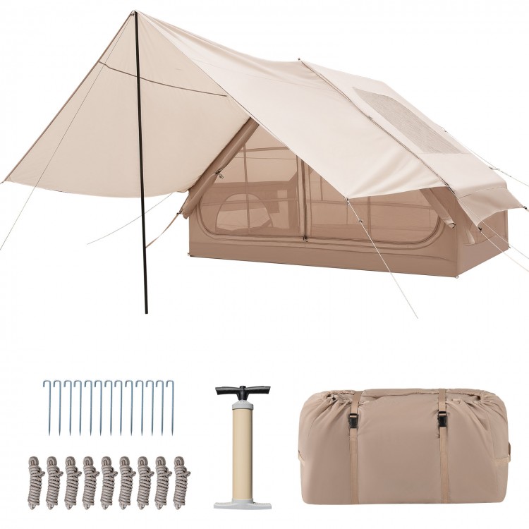 4-6 People Inflatable Camping Tent with Porch and Carrying Bag