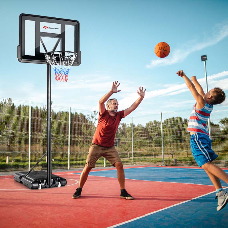 Portable Basketball Hoop Outdoor, 4.5-10FT Height Adjustable Basketball Goal System with 44