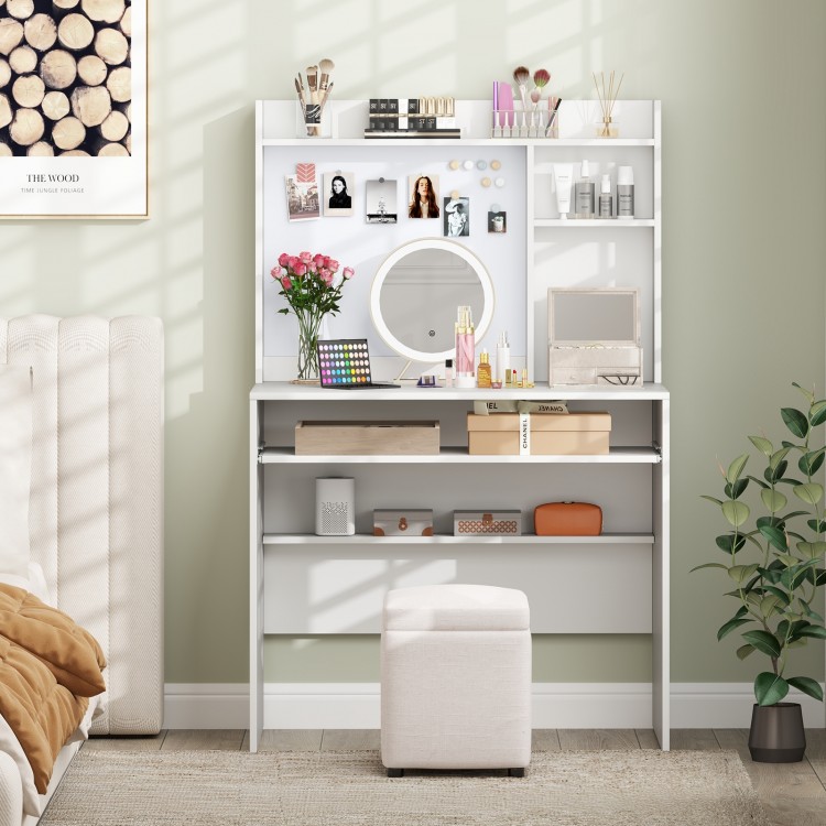 Compact Office Computer Desk with Hutch Magnetic Whiteboard