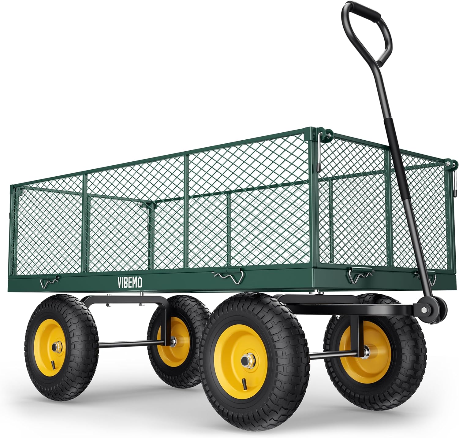 Steel Garden Cart, 2-in-1 1400 lbs Heavy Duty Utility Wagon, with Removable Mesh Sides to Convert into Flatbed, 240?? U-Turn 13