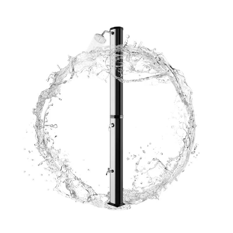 7.2 FT 9.3 Gallon Solar-Heated Outdoor Shower, 2-Section Freestanding Shower for Poolside Garden Yard Beach