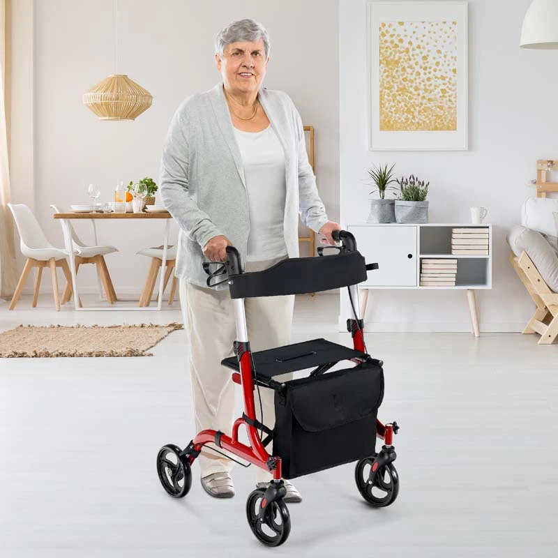 2 in 1 Folding Rollator Walker with Seat & 8