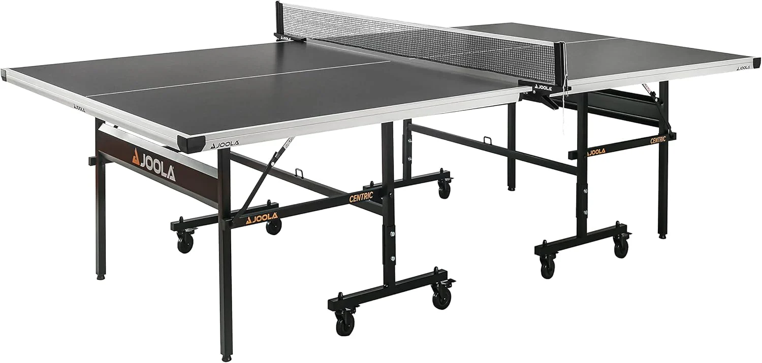 JOOLA Inside Professional MDF Indoor Ping Pong Table with Quick Clamp Table Tennis Net and Post Set - 10 Minute Easy Assembly - Tournament Quality - Foldable with Single Player Playback Mode
