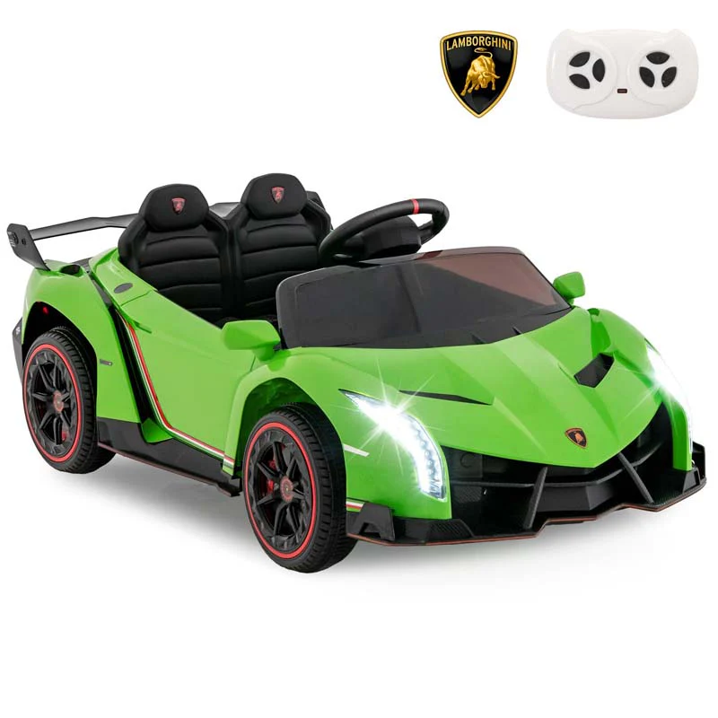 Lamborghini Licensed Kids Ride On 4WD Sports Car, 12V Battery Electric Vehicle Toy with Remote Control, 3 Speeds, Hydraulic Doors