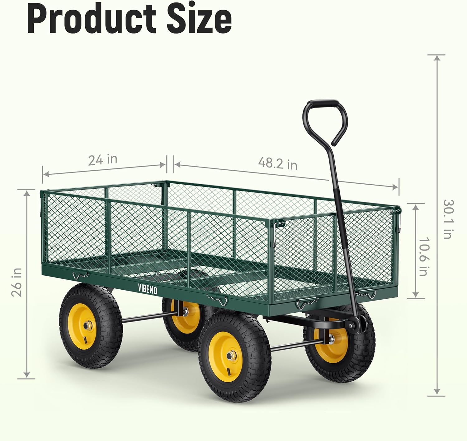 Steel Garden Cart, 2-in-1 1400 lbs Heavy Duty Utility Wagon, with Removable Mesh Sides to Convert into Flatbed, 240?? U-Turn 13