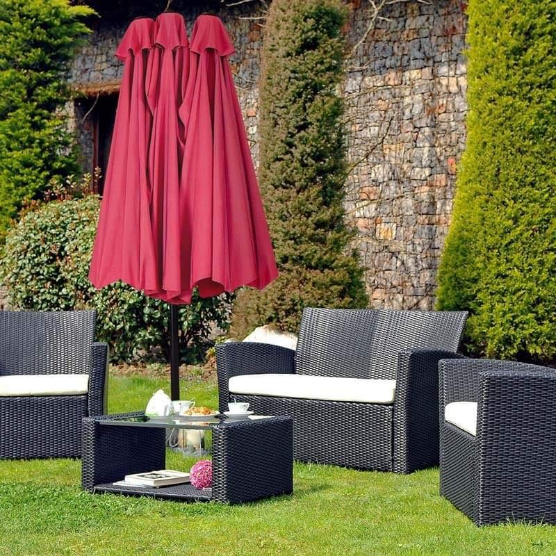 15 FT Double-Sided Outdoor Patio Umbrella with Crank, Extra Large Table Umbrella for Pool Deck Backyard