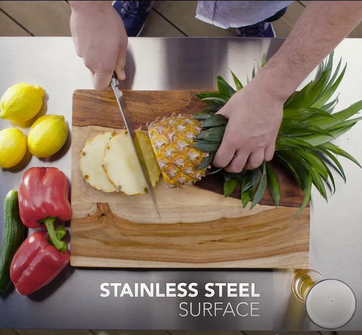 Keter Outdoor Rolling Table Cart for Food Prep, Storage, Bar & Grill, Dark Brown