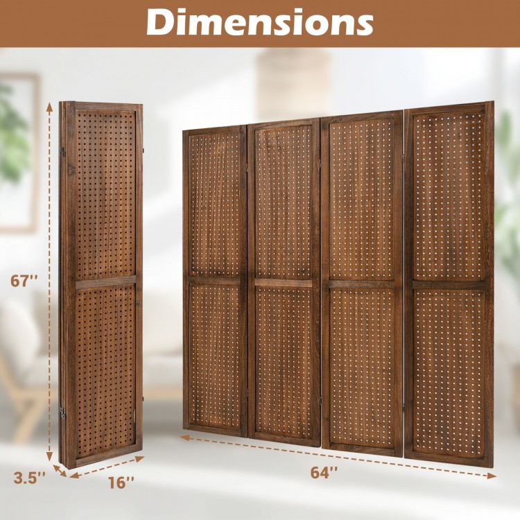Pegboard Display with 360° Metal Hinges and Solid Wood Frame