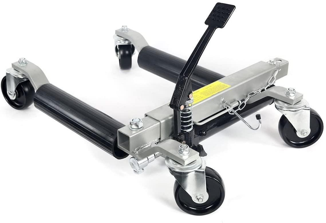 Stark 4-Pack Wheel Dolly Car Skates with Hydraulic Jack, 1500 lbs Capacity, Universal Wheels, Ratcheting Foot Pedal