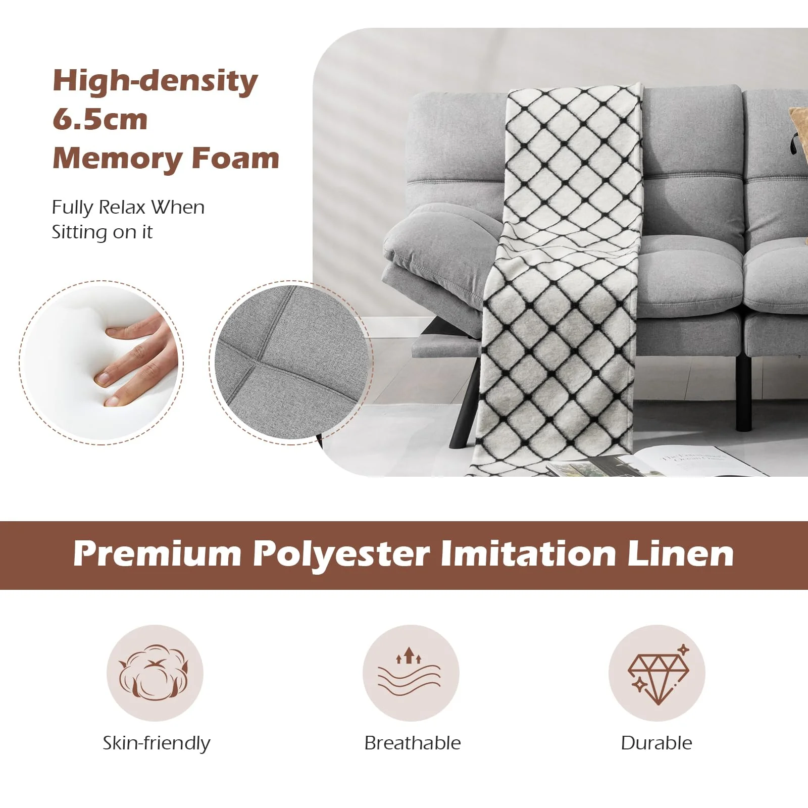 Giantex Convertible Sofa Bed, Memory Foam Futon Couch Bed