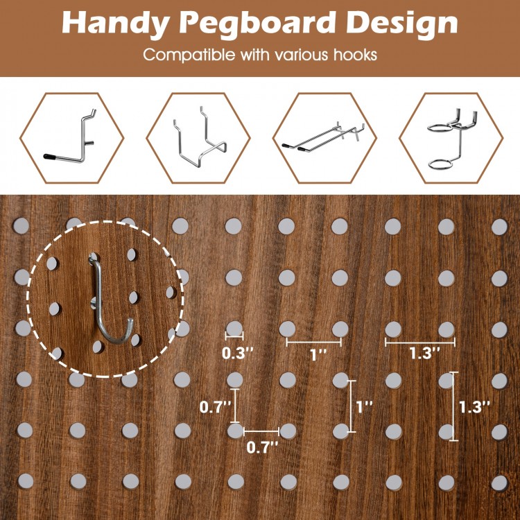 Pegboard Display with 360° Metal Hinges and Solid Wood Frame