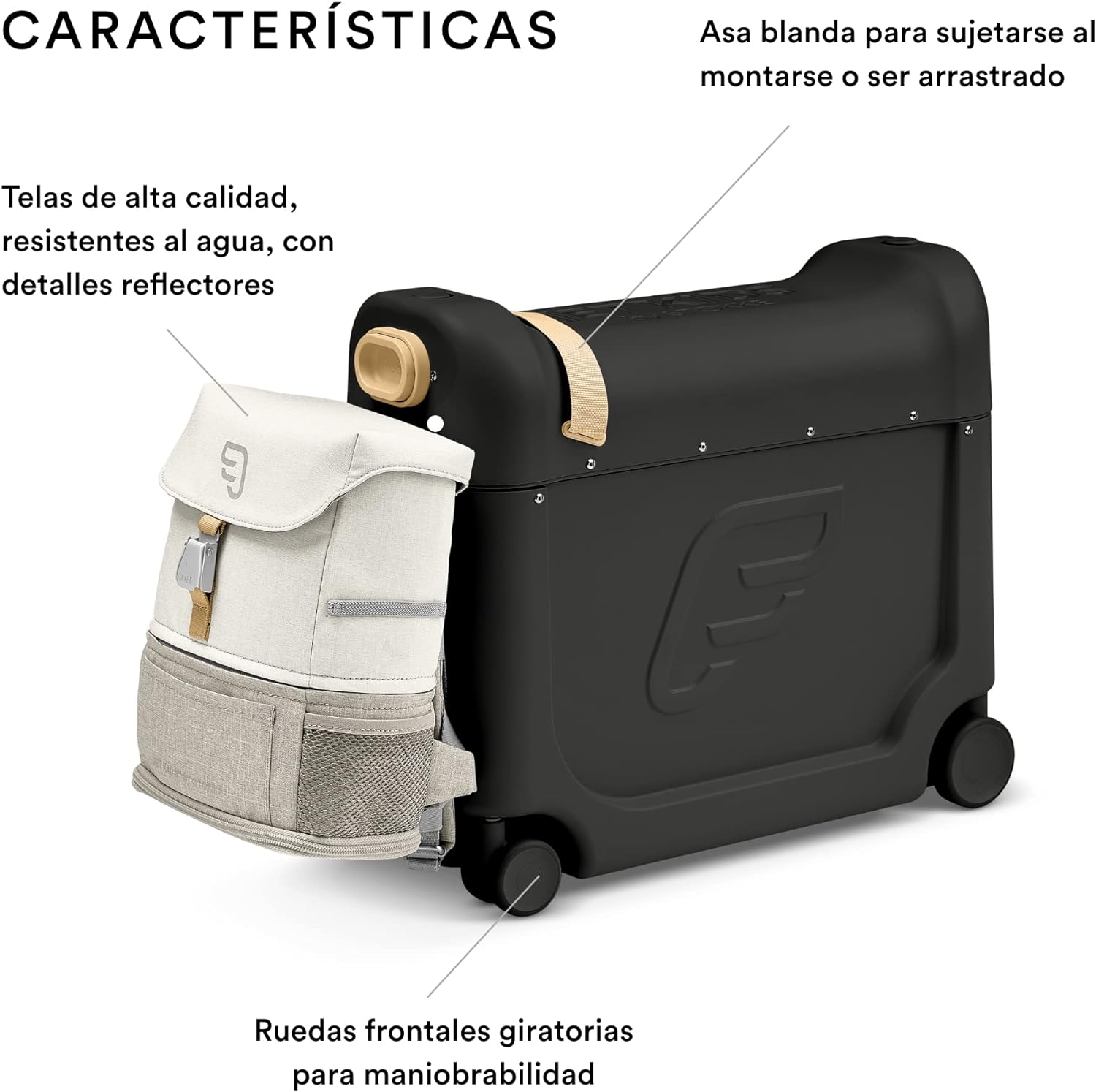 JetKids by Stokke Travel Bundle - Includes Kid’s Ride-On Suitcase & In-Flight Bed + Crew BackPack - Best for Ages 3-7