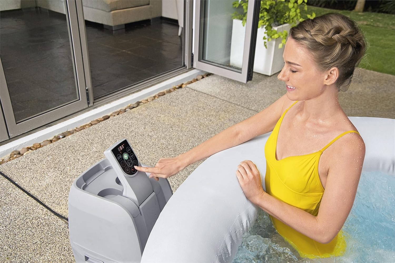 Inflatable Hot Tub Spa | Portable Hot Tub with Heated Water System and 140 Bubble Jets | Fits Up to 4 People