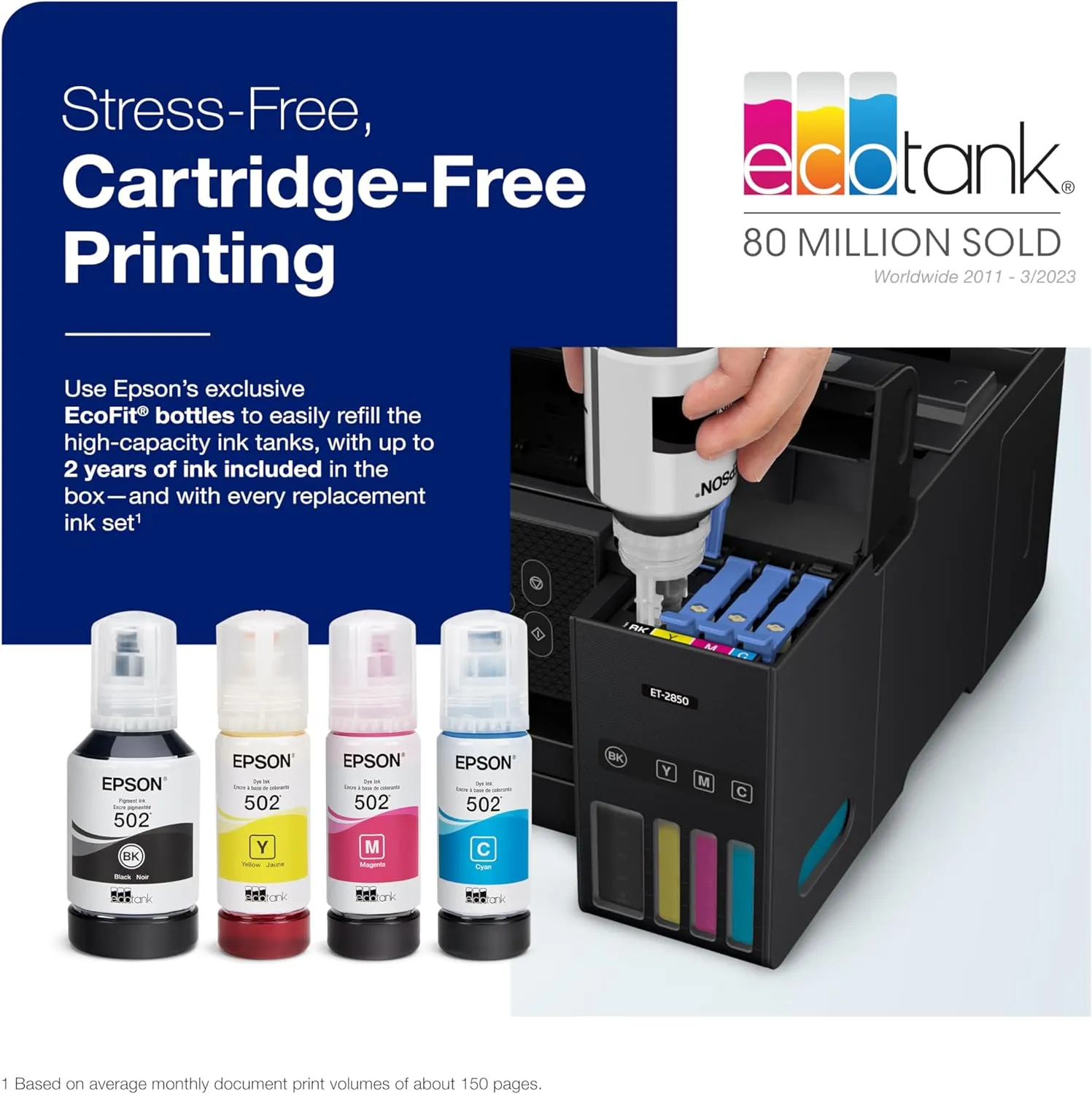 ET-4800 Wireless All-in-One Cartridge-Free Supertank Printer with Scanner, Copier, Fax, ADF and Ethernet �C Ideal-for Your Home Office, White