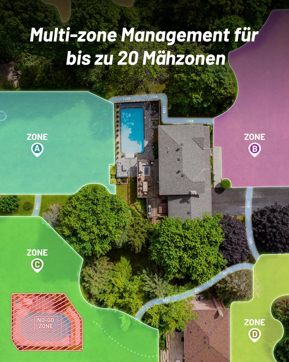 YUKA Mini 500H Robot Lawn Mower Reception 0.12 Acre, Max. 0.17 Acre, Ultrasense AI Vision+ RTK Positioning, Auto Mapping, App Control,45% Slope, Cutting Height 2''~3.5'', 3 Mowing Zones