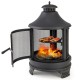 30 Inch Outdoor Fire Pit Chiminea with Grill for Garden BBQ