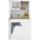 68 Inch Double Tilt Out Trash Cabinet with Hutch and Rubber Wood Countertop