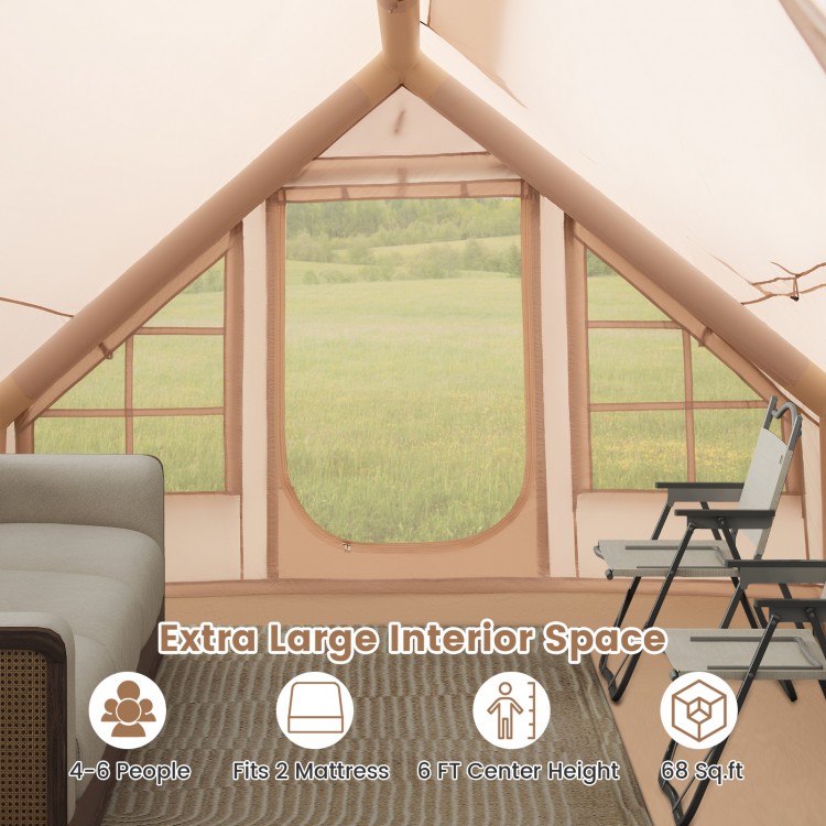 4-6 People Inflatable Camping Tent with Porch and Carrying Bag