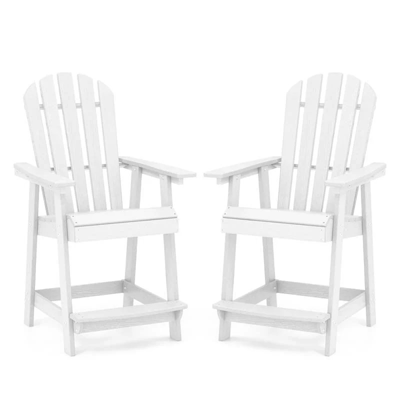 Outdoor HDPE Tall Adirondack Chair with Armrest & Footrest, Weather Resistant 47