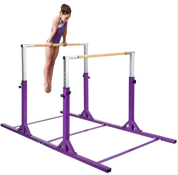 Gymnastics Parallel Bars, Double Horizontal Bar with Adjustable Width & 11-Level Heights, 120kg Weight Capacity