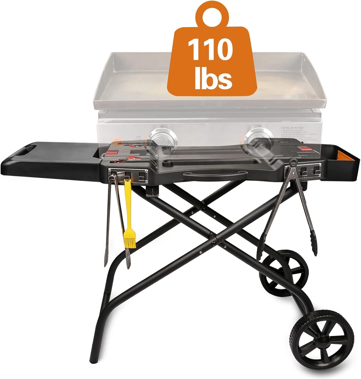 Versatile Grill Cart for Weber Q1000/Q2000 & Blackstone 17/22, Durable & Convenient