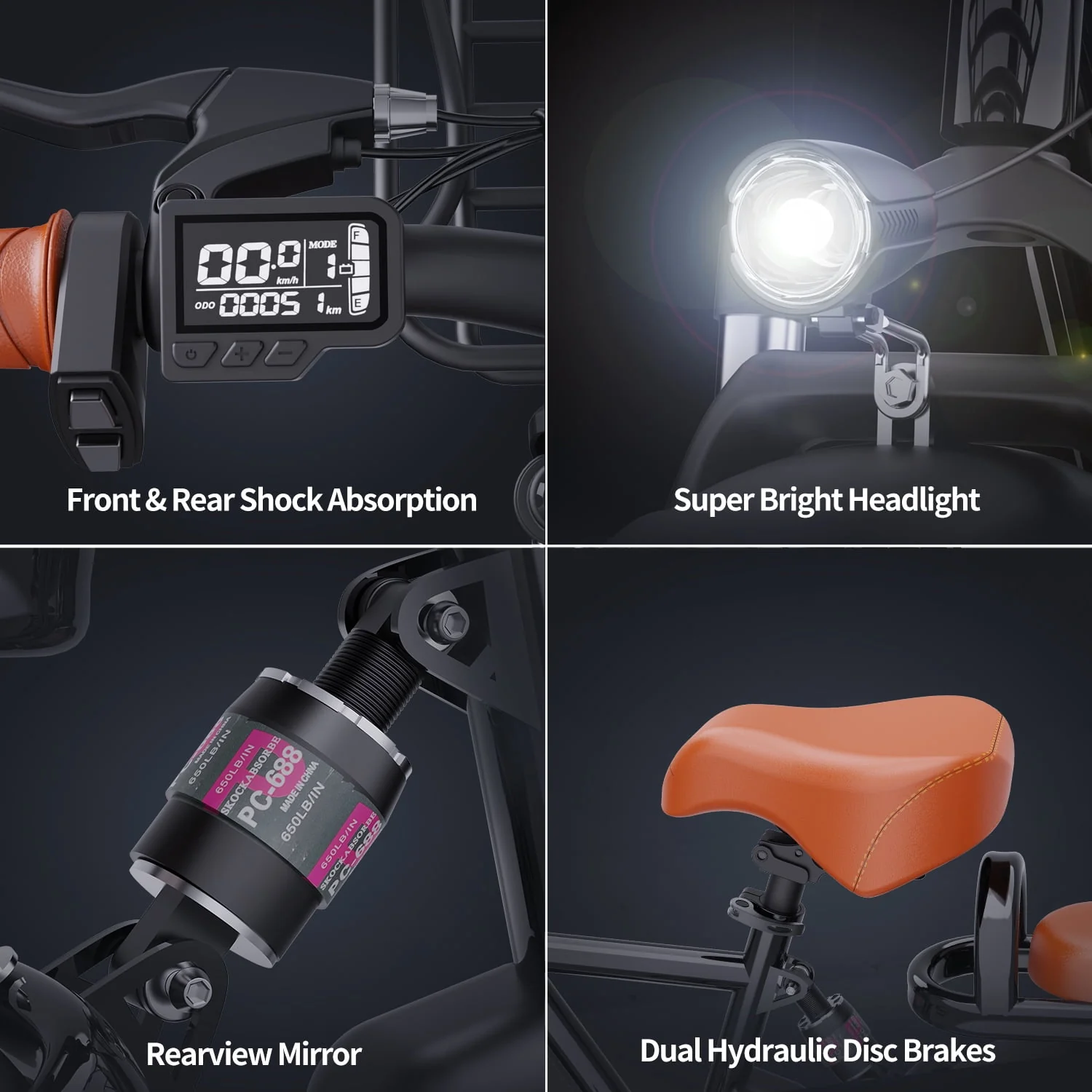 Electric Bike for Adults,750W 30-70Miles 48V 15AH Removable Battery Ebike 20