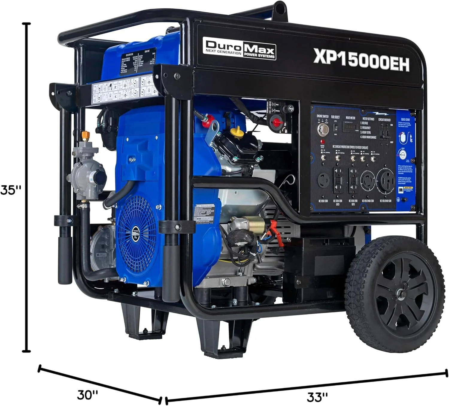 DuroMax XP13000EH 13,000-Watt Dual Fuel Portable Generator - Gas & Propane, Electric Start, Whole Home Backup Power, Transfer Switch Ready, RV & Emergency Ready