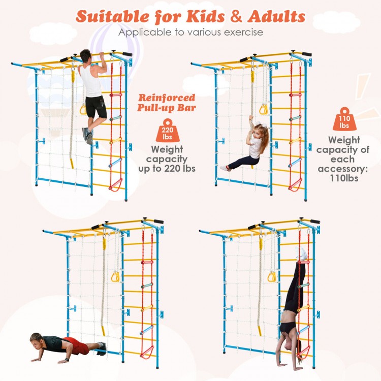 7 In 1 Kids Indoor Gym Playground Swedish Wall Ladder for Solid Wall